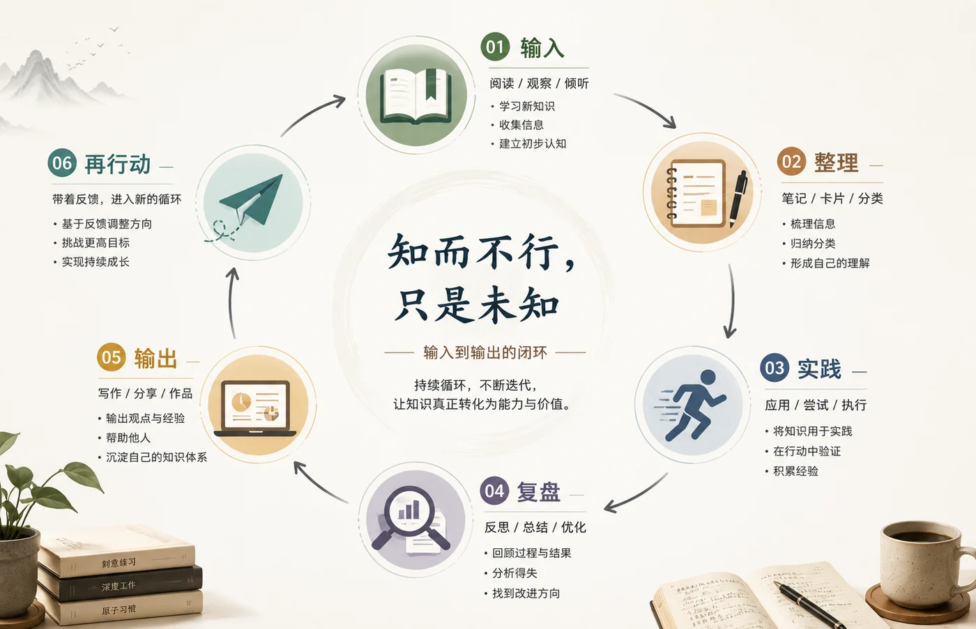 输入到输出的闭环：知而不行，只是未知